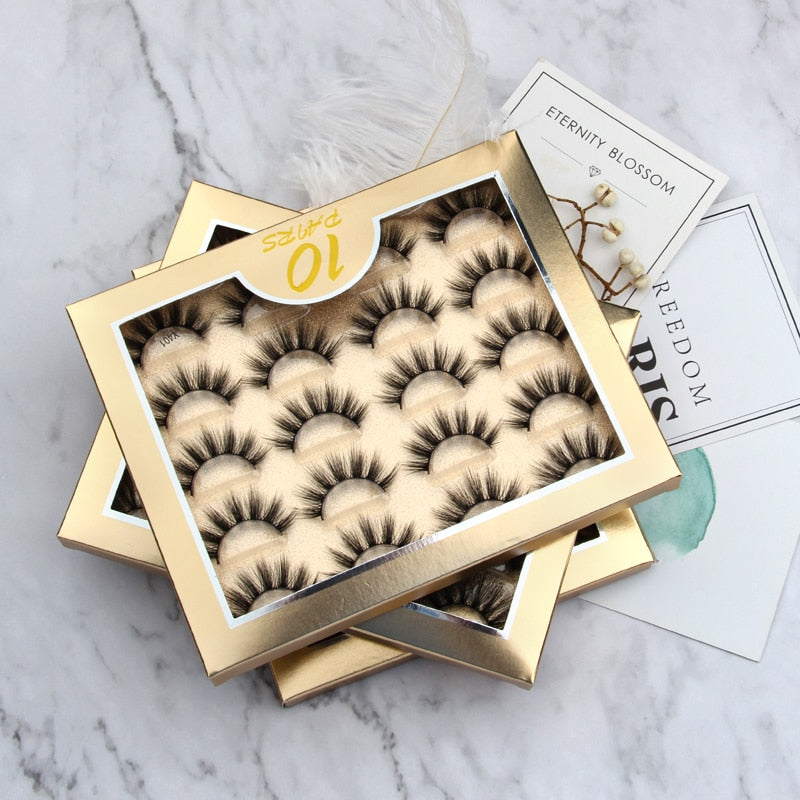 3/10 pairs 3D mink lashes fluffy dramatic false eyelash extension natural long mink eyelashes Winged cilios Eye Lashes Makeup