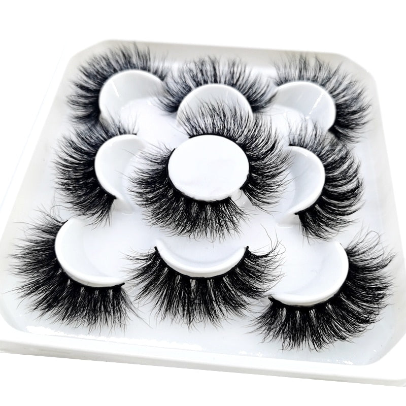 NEW 5 pairs Handmade 3d mink lashes Bulk short False Eyelashes Cross Messy Dense Natural Long Eye Lashes Makeup Fake Eyelashes