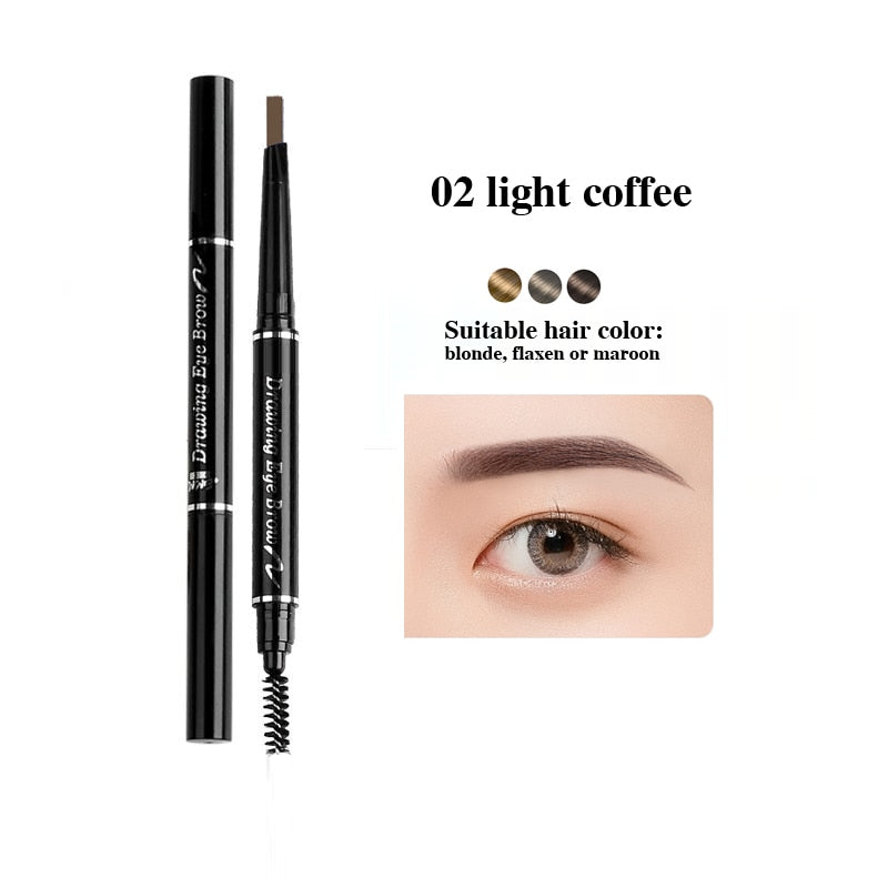 5 Colors Double Head Eyebrow Pencil Waterproof Long Lasting Sweat-proof Natural Wild Brows Shaping Drawing Easy Coloring Makeup