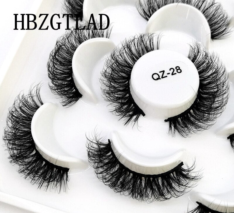 NEW 5 pairs Handmade 3d mink lashes Bulk short False Eyelashes Cross Messy Dense Natural Long Eye Lashes Makeup Fake Eyelashes