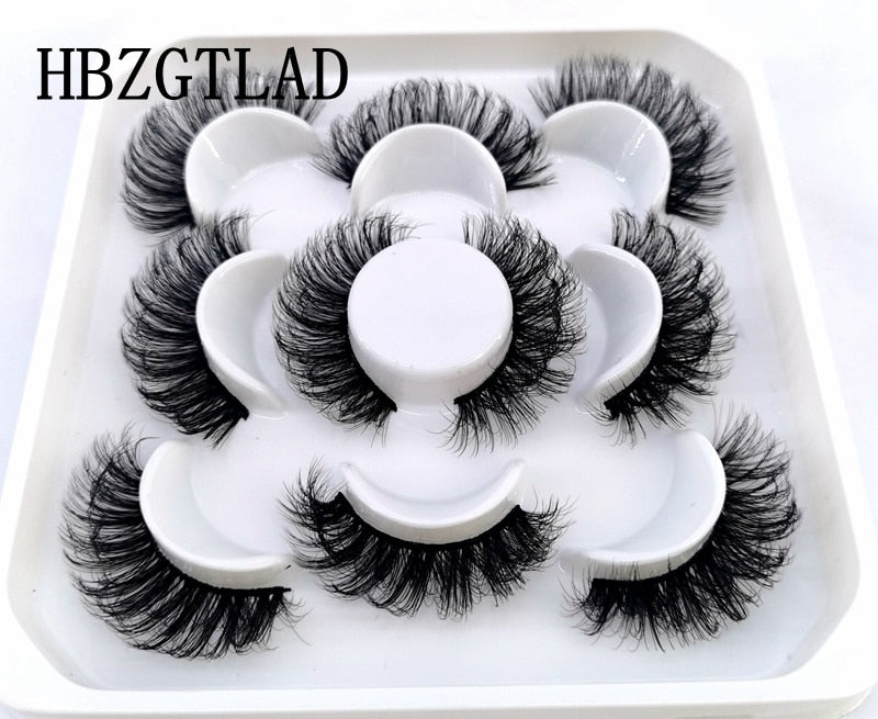 NEW 5 pairs Handmade 3d mink lashes Bulk short False Eyelashes Cross Messy Dense Natural Long Eye Lashes Makeup Fake Eyelashes