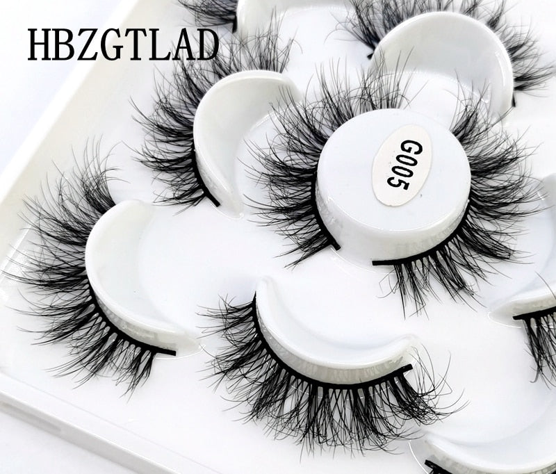 NEW 5 pairs Handmade 3d mink lashes Bulk short False Eyelashes Cross Messy Dense Natural Long Eye Lashes Makeup Fake Eyelashes