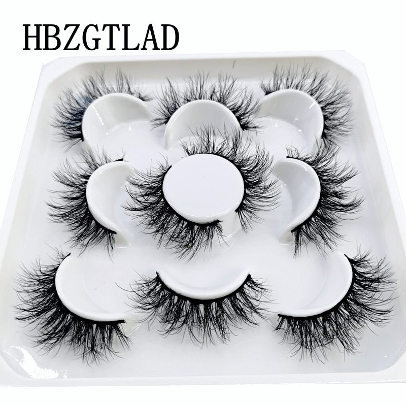 NEW 5 pairs Handmade 3d mink lashes Bulk short False Eyelashes Cross Messy Dense Natural Long Eye Lashes Makeup Fake Eyelashes