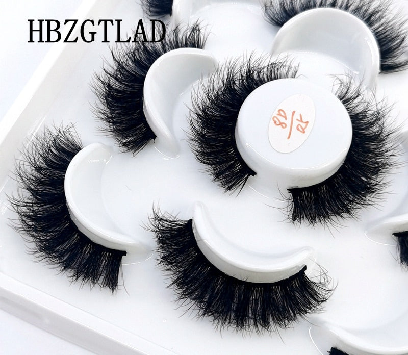 NEW 5 pairs Handmade 3d mink lashes Bulk short False Eyelashes Cross Messy Dense Natural Long Eye Lashes Makeup Fake Eyelashes