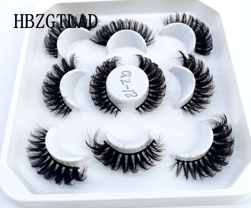 NEW 5 pairs Handmade 3d mink lashes Bulk short False Eyelashes Cross Messy Dense Natural Long Eye Lashes Makeup Fake Eyelashes