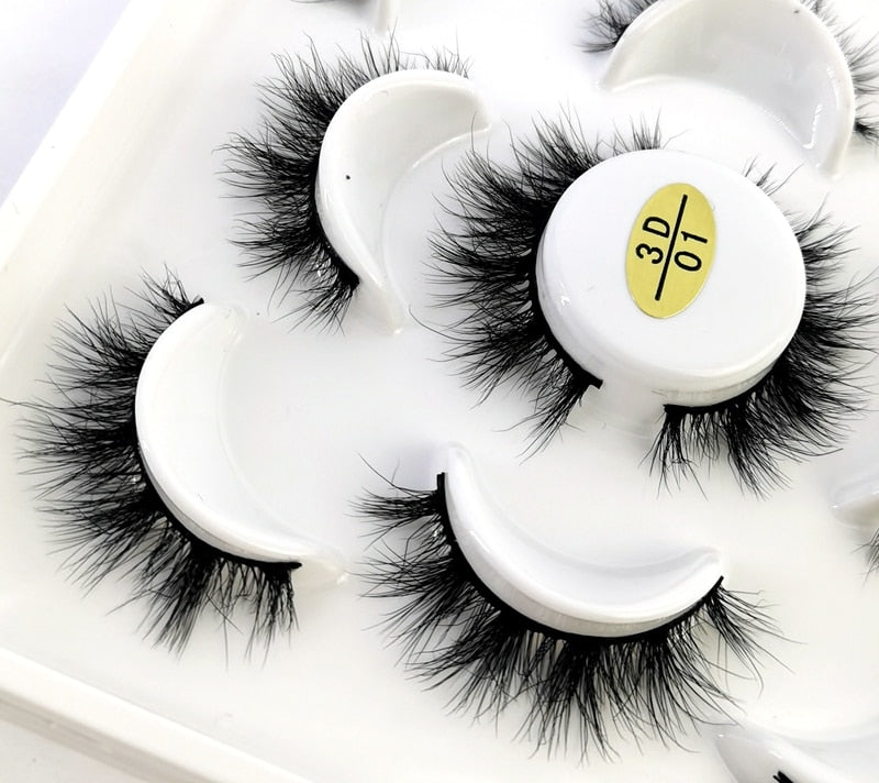 NEW 5 pairs Handmade 3d mink lashes Bulk short False Eyelashes Cross Messy Dense Natural Long Eye Lashes Makeup Fake Eyelashes