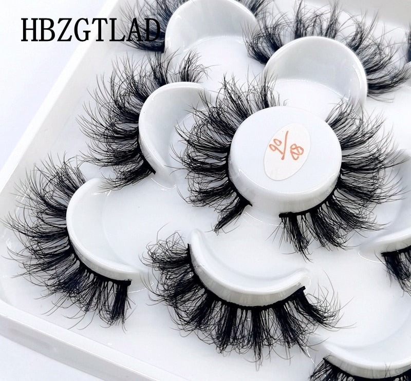 NEW 5 pairs Handmade 3d mink lashes Bulk short False Eyelashes Cross Messy Dense Natural Long Eye Lashes Makeup Fake Eyelashes