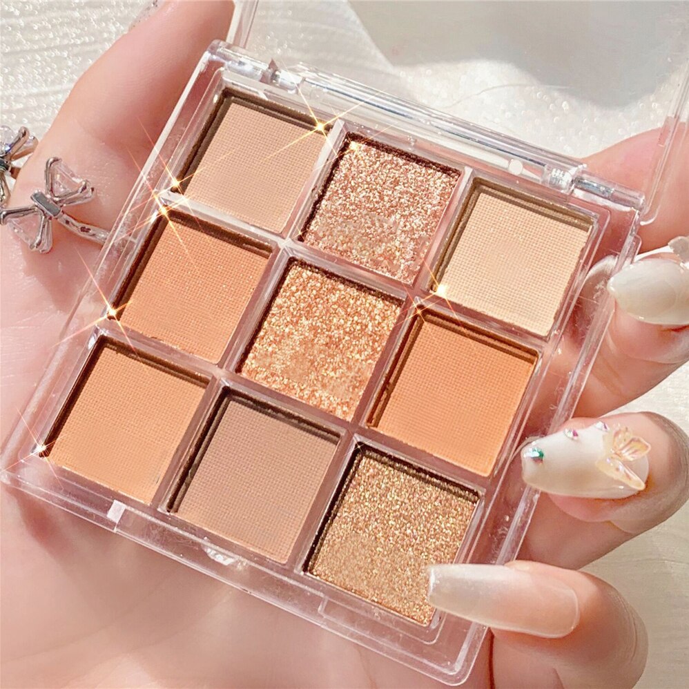 Eyeshadow Palette 9 Colors Eyeshadow Shimmer Palette Glitter Nude Cosmetics Pearlescent Earth Color Eye Makeup  eyeshadow kit