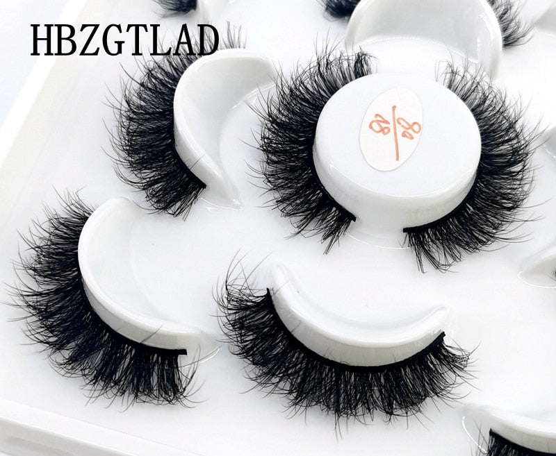 NEW 5 pairs Handmade 3d mink lashes Bulk short False Eyelashes Cross Messy Dense Natural Long Eye Lashes Makeup Fake Eyelashes