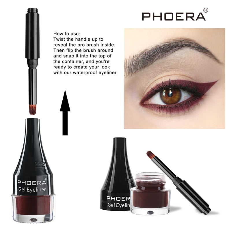 PHOERA 10Colors Matte Lasting Waterproof Eyeliner Gel Natural Long Lasting Eye Liner Cream For Eyeshadow With Brush TSLM2