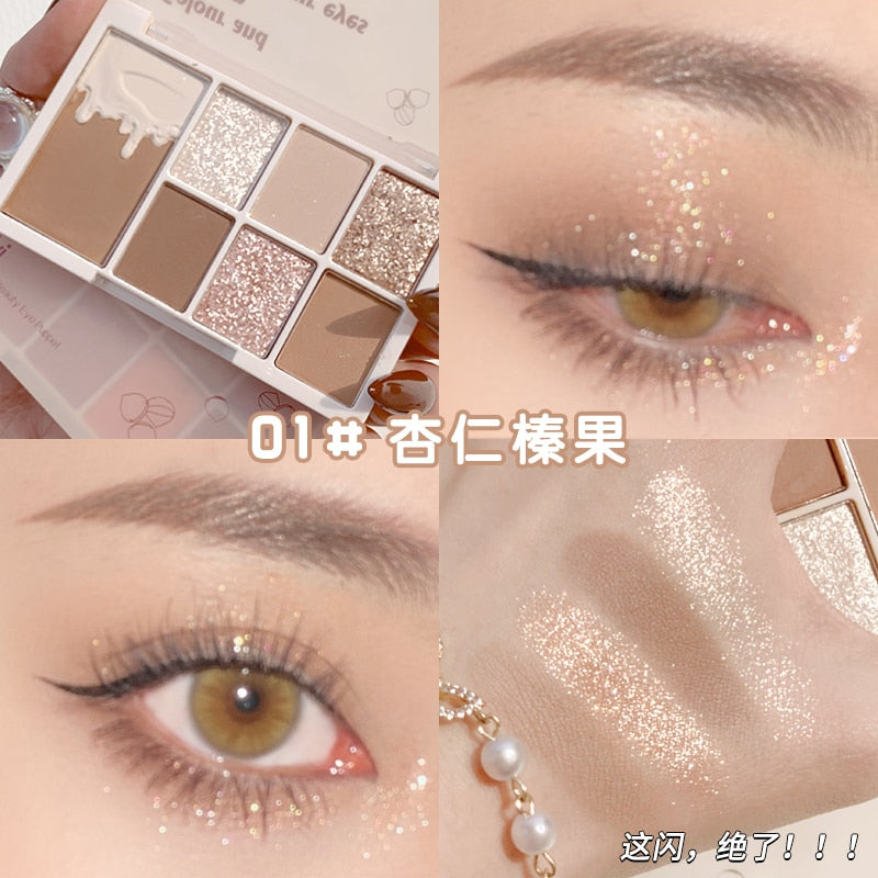 Glitter 7 Colors Eyeshadow Palette Matte Shimmer Soft Touch Long Lasting Waterproof Pigmented Brighten Eyes Makeup Cosmetics