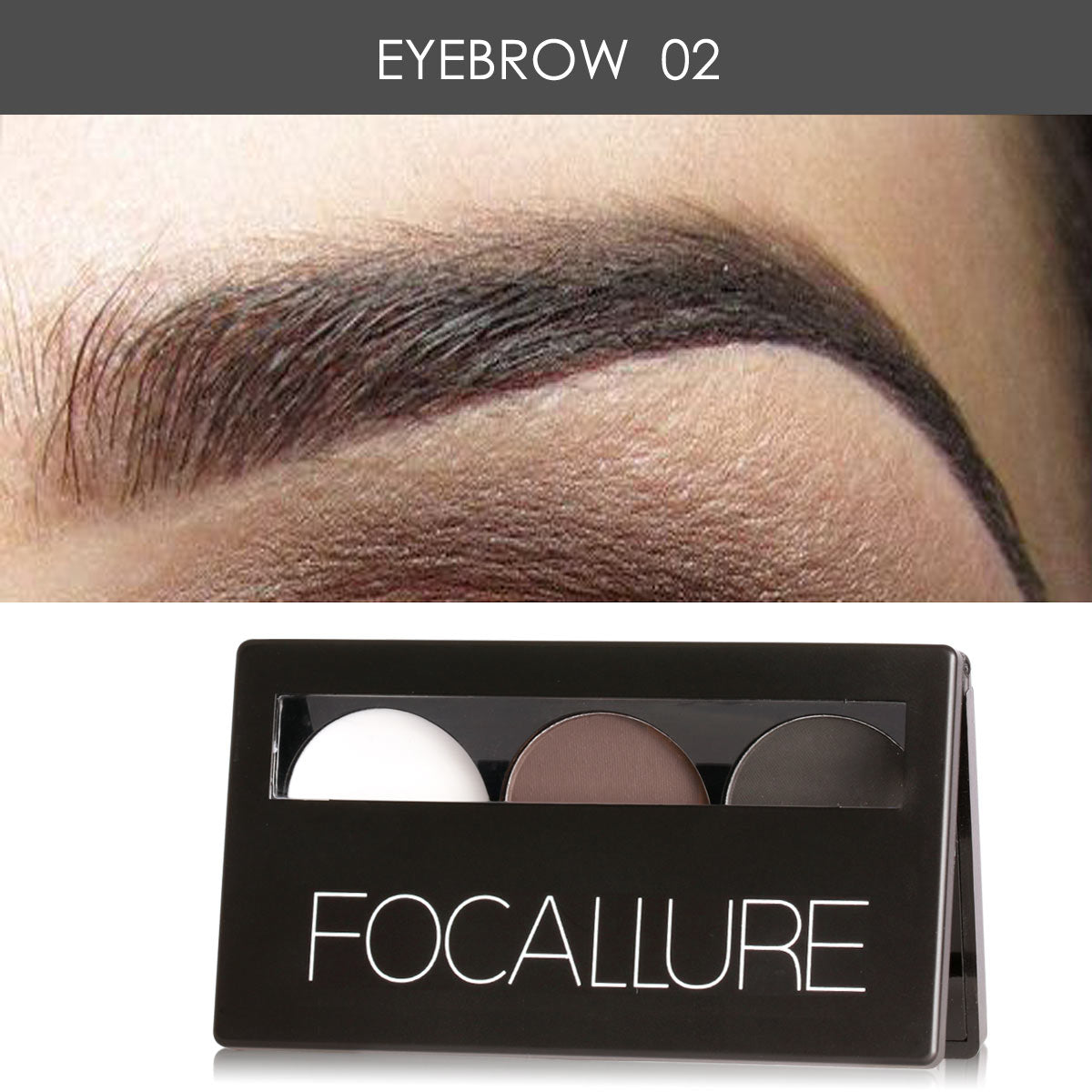 FOCALLURE 3 Color Eyebrow Powder Waterproof Long-lasting Eye Shadow Powder Palette Makeup Eyebrow Enhancer Cosmetic for Women