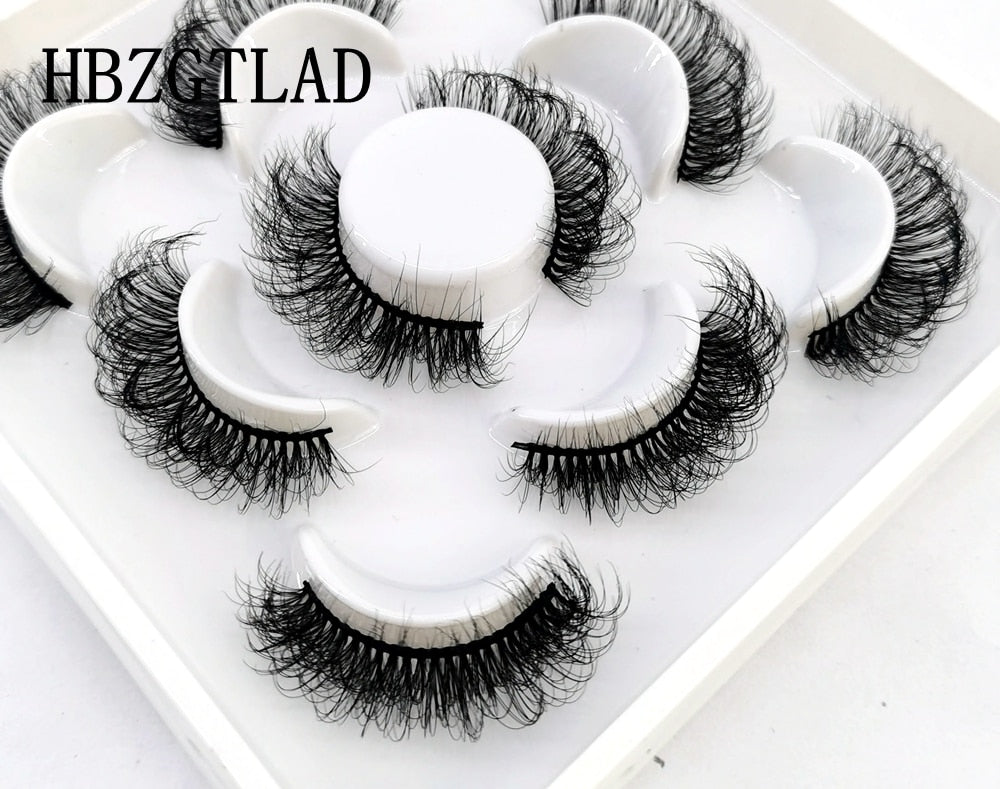 NEW 5 pairs Handmade 3d mink lashes Bulk short False Eyelashes Cross Messy Dense Natural Long Eye Lashes Makeup Fake Eyelashes