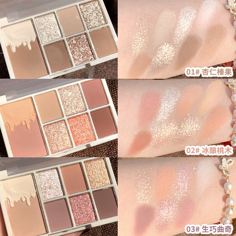 Glitter 7 Colors Eyeshadow Palette Matte Shimmer Soft Touch Long Lasting Waterproof Pigmented Brighten Eyes Makeup Cosmetics