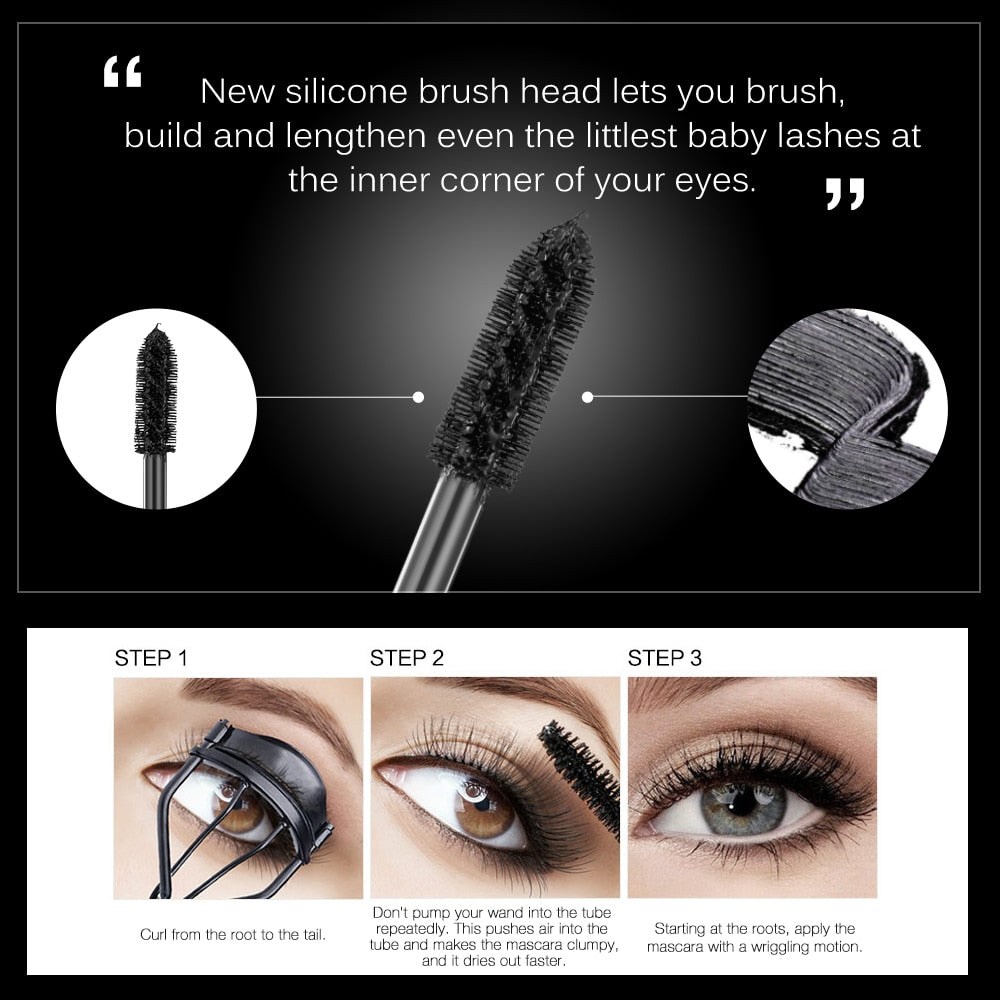 BANXEER Fluffy Volume Mascara Makeup 4D Silk Fiber Lash Mascara Waterproof Rimel 3d Mascara Extension Thick Long Curling Eyelash