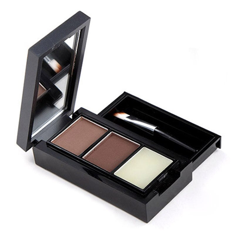 3 Colors Professional Eye Shadow Powders With Mirror Brush Eye Brow Makeup Eyebrow Powder Waterproof Eyebrow Wax Palette