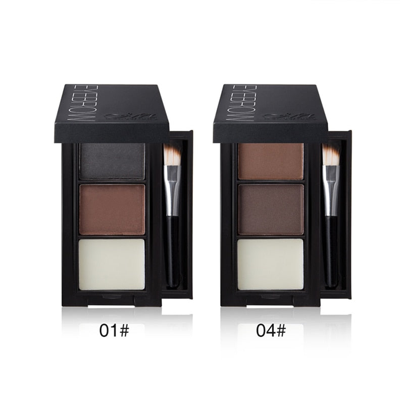 3 Colors Professional Eye Shadow Powders With Mirror Brush Eye Brow Makeup Eyebrow Powder Waterproof Eyebrow Wax Palette