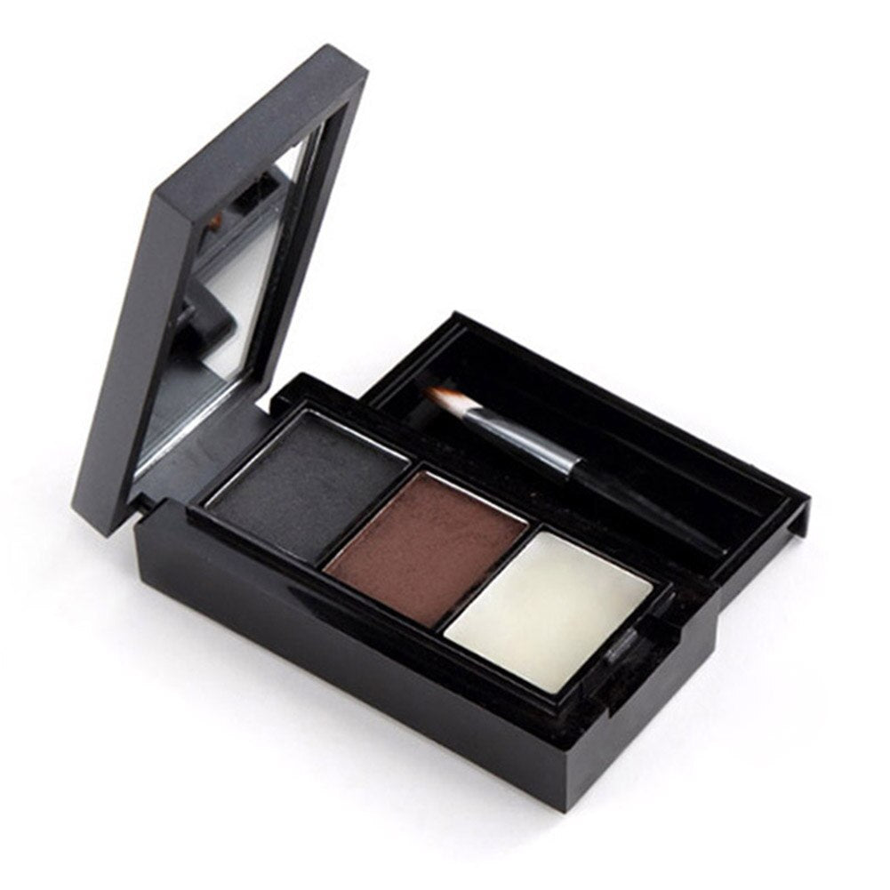 3 Colors Professional Eye Shadow Powders With Mirror Brush Eye Brow Makeup Eyebrow Powder Waterproof Eyebrow Wax Palette