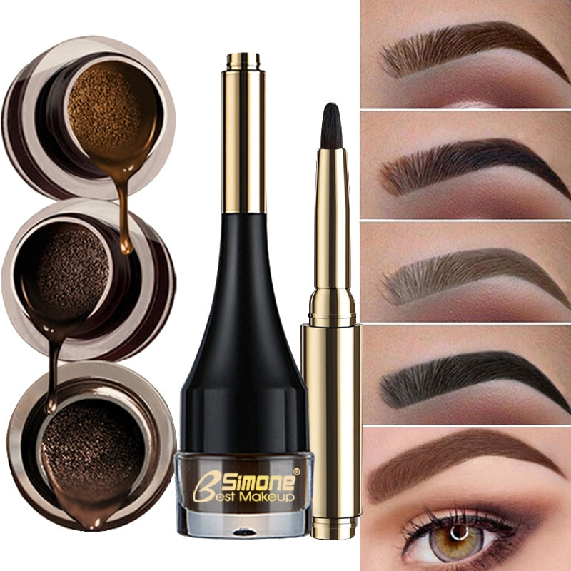 4 Colors Brown Black Eyebrow Cream Enhancers Waterproof Long-lasting Air-cushion Dye Brows Gel Tinted Makeup Liquid Eyebrows