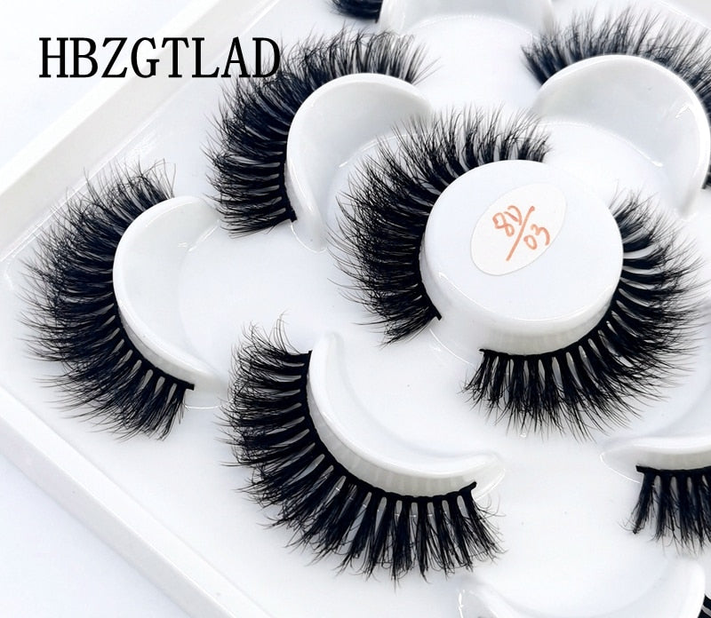 NEW 5 pairs Handmade 3d mink lashes Bulk short False Eyelashes Cross Messy Dense Natural Long Eye Lashes Makeup Fake Eyelashes