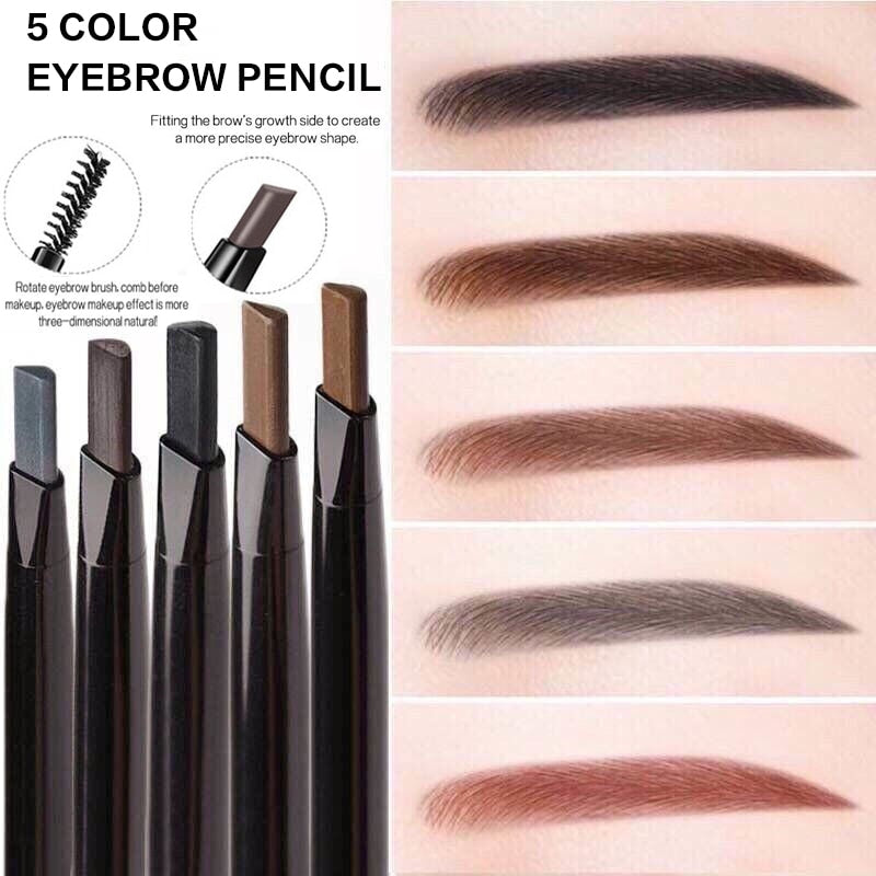 5 Colors Double Head Eyebrow Pencil Waterproof Long Lasting Sweat-proof Natural Wild Brows Shaping Drawing Easy Coloring Makeup