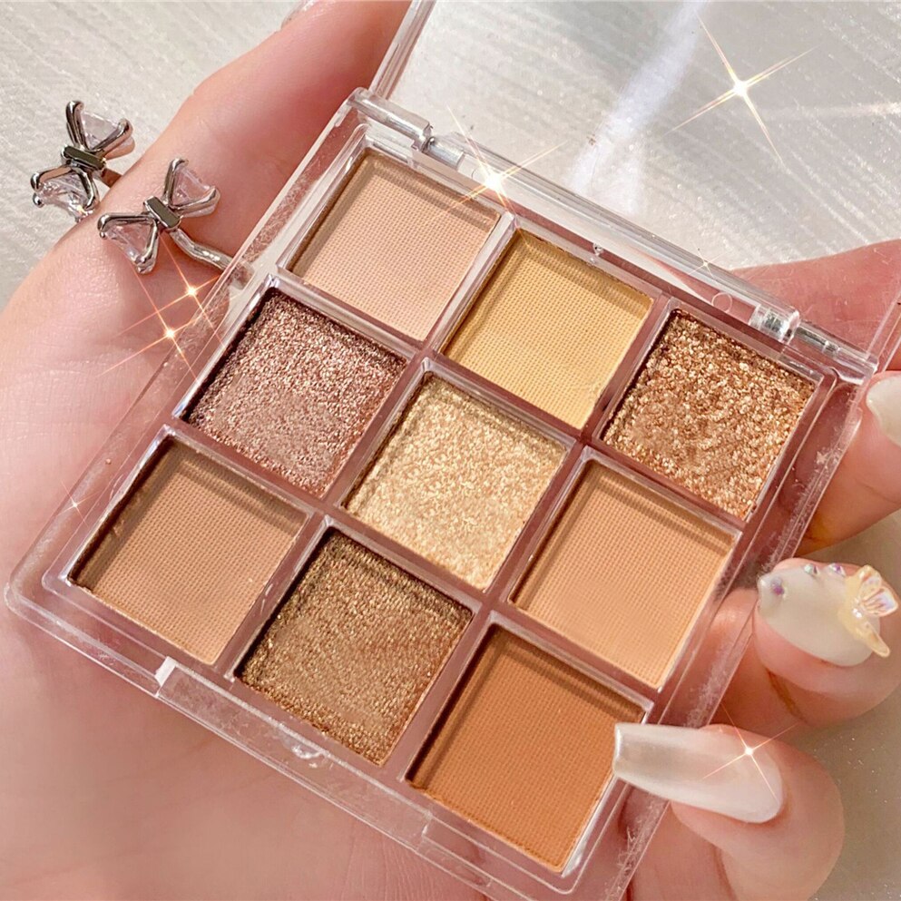 Eyeshadow Palette 9 Colors Eyeshadow Shimmer Palette Glitter Nude Cosmetics Pearlescent Earth Color Eye Makeup  eyeshadow kit