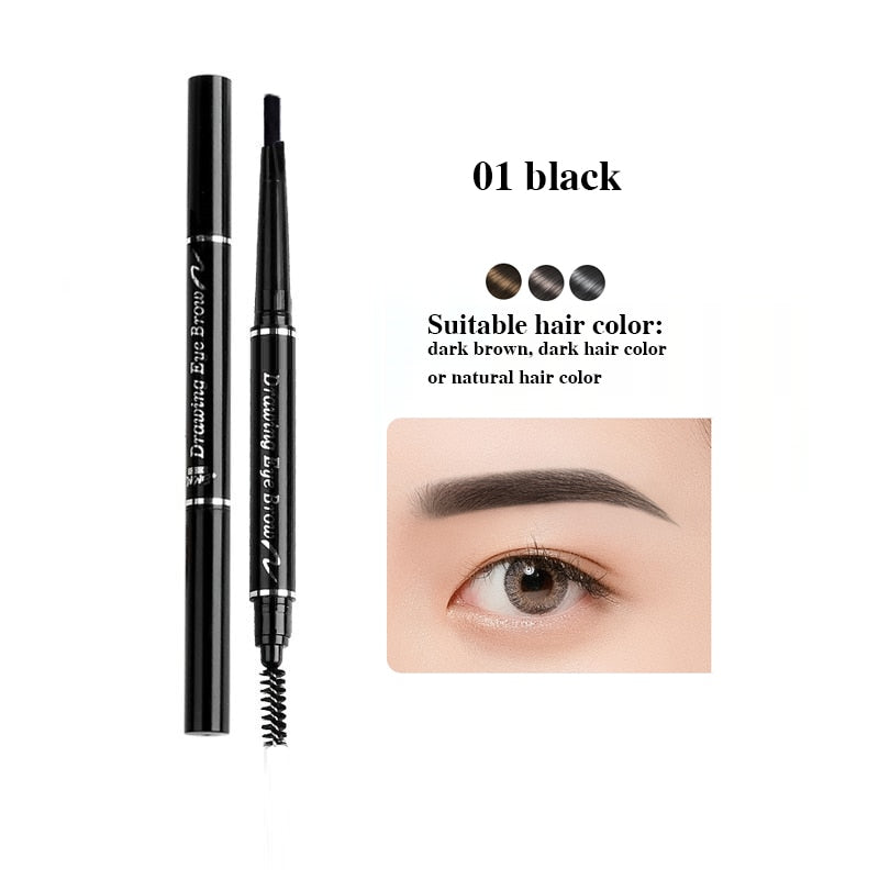 5 Colors Double Head Eyebrow Pencil Waterproof Long Lasting Sweat-proof Natural Wild Brows Shaping Drawing Easy Coloring Makeup