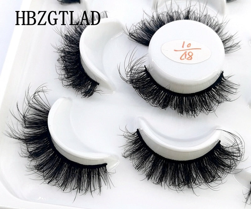 NEW 5 pairs Handmade 3d mink lashes Bulk short False Eyelashes Cross Messy Dense Natural Long Eye Lashes Makeup Fake Eyelashes