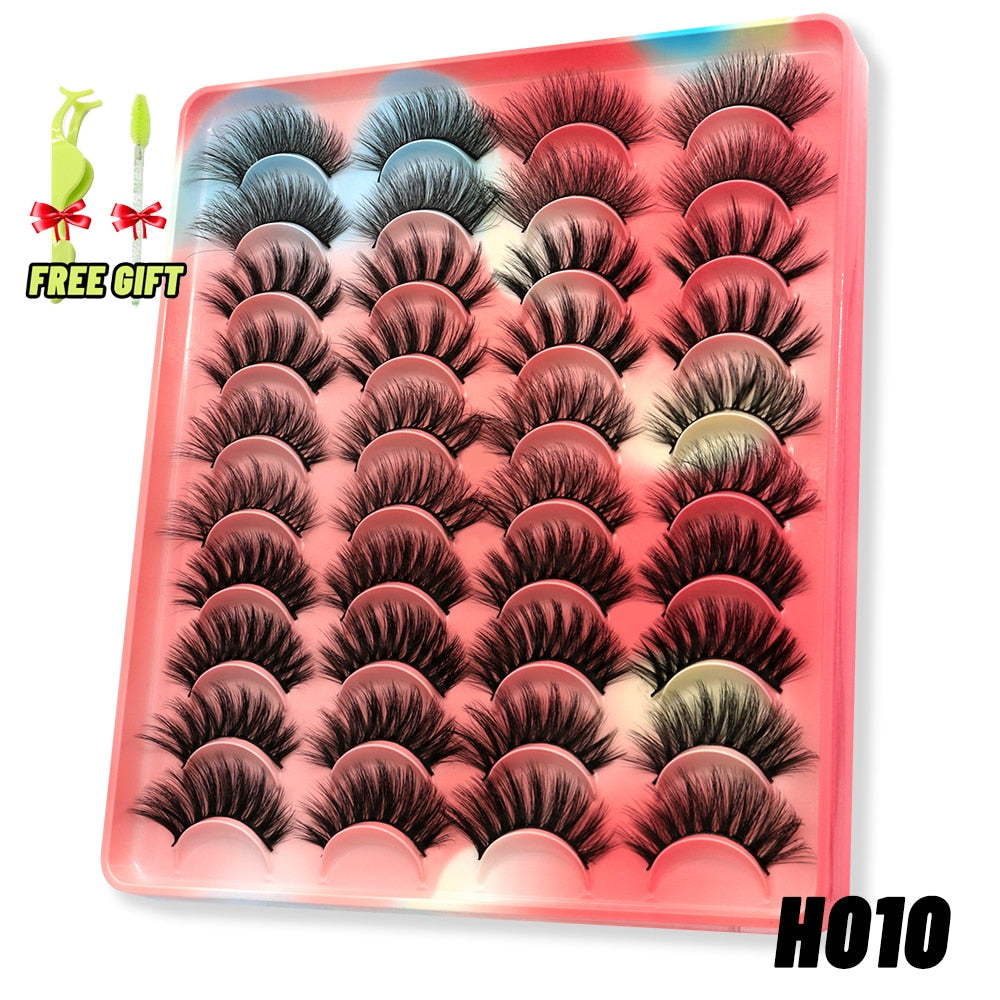 GROINNEYA Eyelashes 3D Mink Lashes Fluffy Soft Wispy Natural Cross Eyelash Extension Reusable Lashes Mink False Eyelashes Makeup