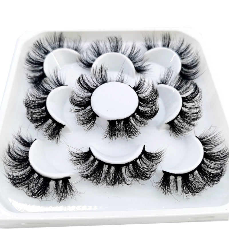 NEW 5 pairs Handmade 3d mink lashes Bulk short False Eyelashes Cross Messy Dense Natural Long Eye Lashes Makeup Fake Eyelashes