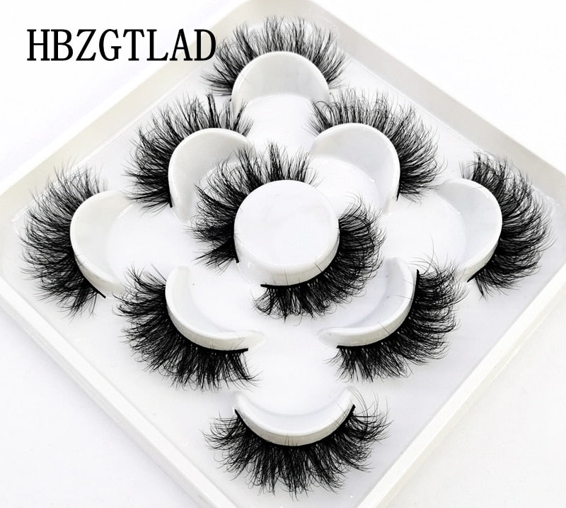 NEW 5 pairs Handmade 3d mink lashes Bulk short False Eyelashes Cross Messy Dense Natural Long Eye Lashes Makeup Fake Eyelashes