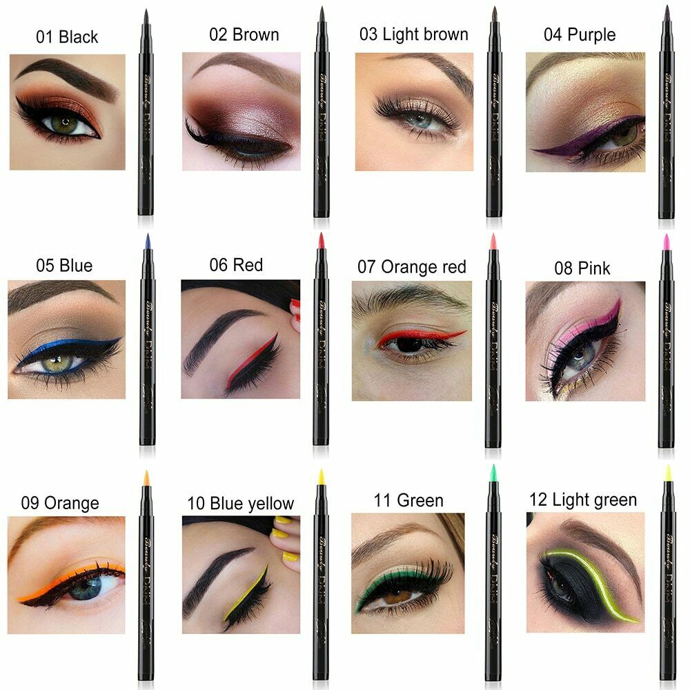 12 Color Matte Liquid Eyeliner Pencil Colorful Waterproof Long-lasting Cosmetics Make Up Green Blue Eye Liner Pen Makeup Tools