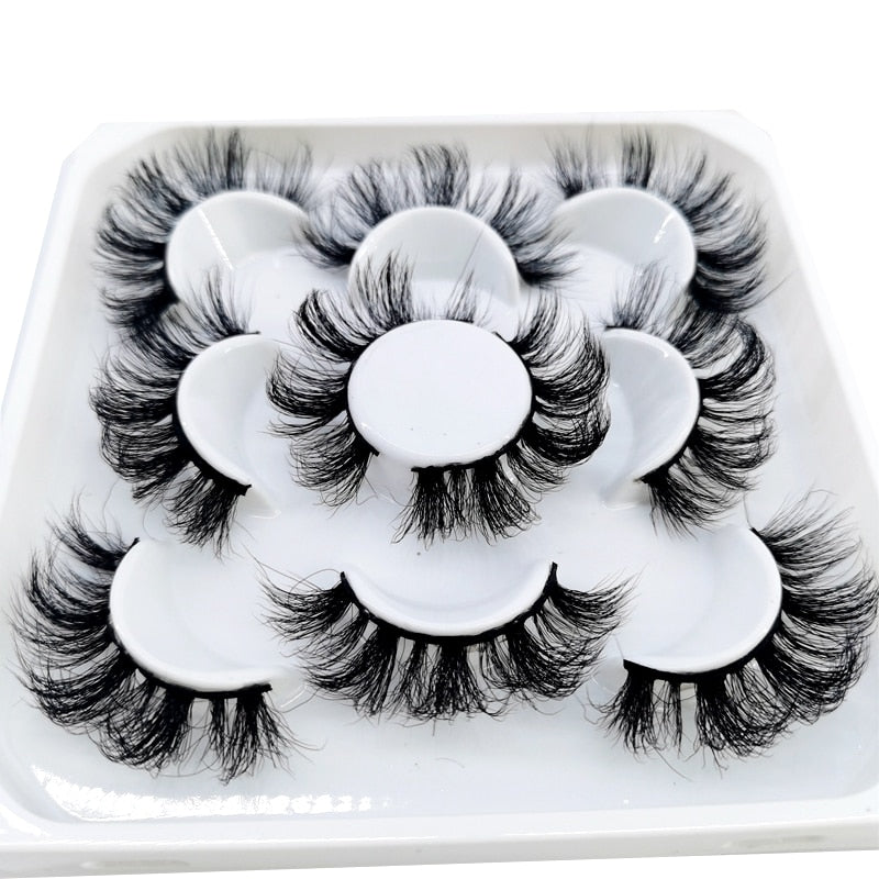 NEW 5 pairs Handmade 3d mink lashes Bulk short False Eyelashes Cross Messy Dense Natural Long Eye Lashes Makeup Fake Eyelashes