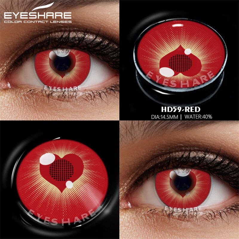 EYESHARE 2pcs Color Contact Lenses for Eyes Anime Cosplay Lenses Red Eye Contact  Beauty Makeup Yearly Pupils Halloween 14.5mm