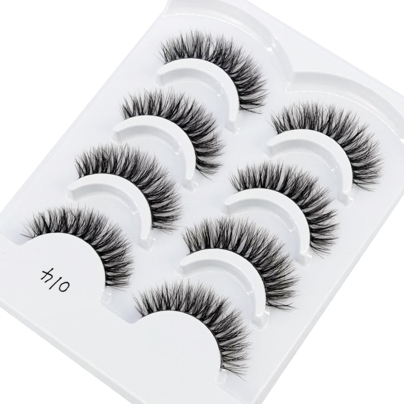 4 Pairs Transparent Stem 3D Faux Mink Lashes Natural short Full Strip Lashes Clear Band Soft Light Natural Eyelashes Extension