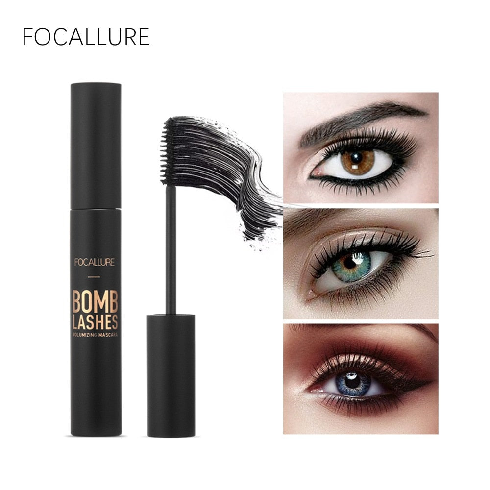 FOCALLURE 3D Mascara Lengthening Black Lash Eyelash Extension Eye Lashes Brush Beauty Makeup Long-wearing Black Color Mascara