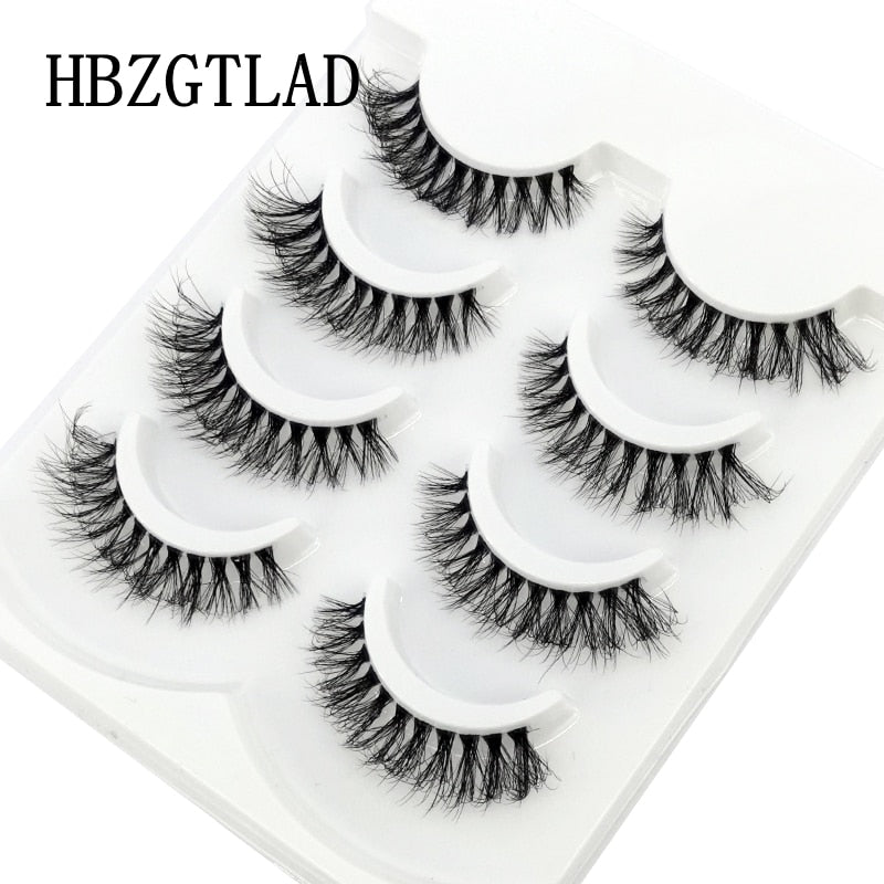 4 Pairs Transparent Stem 3D Faux Mink Lashes Natural short Full Strip Lashes Clear Band Soft Light Natural Eyelashes Extension