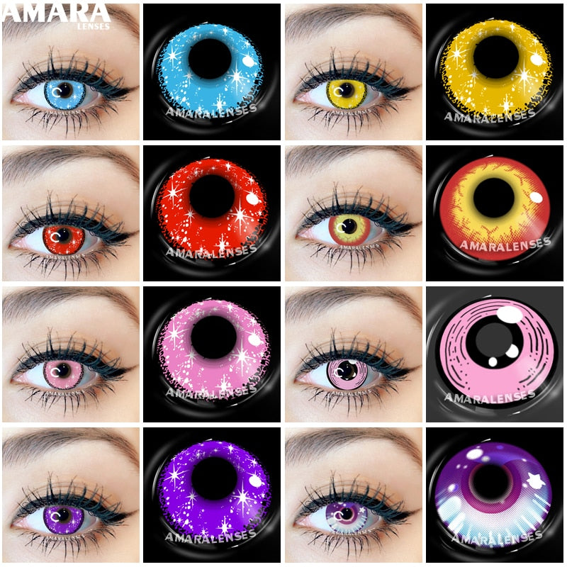 AMARA Anime Cosplay Color Contact Lenses For Eyes 2pcs Colored Lenses Blue Purple Halloween Lenses Beauty Makeup Contact Lens