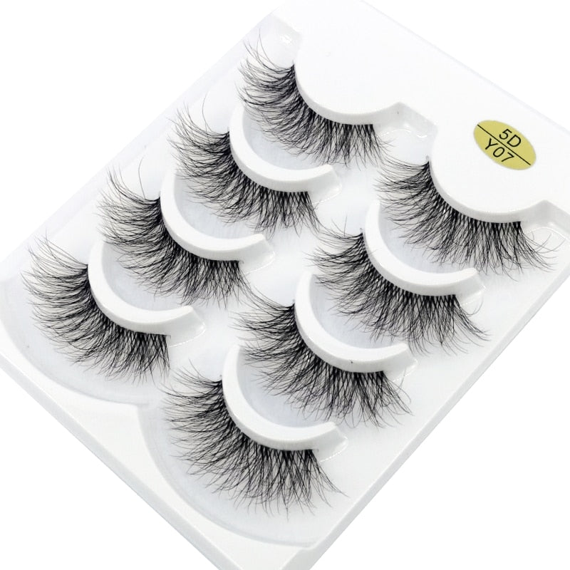 4 Pairs Transparent Stem 3D Faux Mink Lashes Natural short Full Strip Lashes Clear Band Soft Light Natural Eyelashes Extension