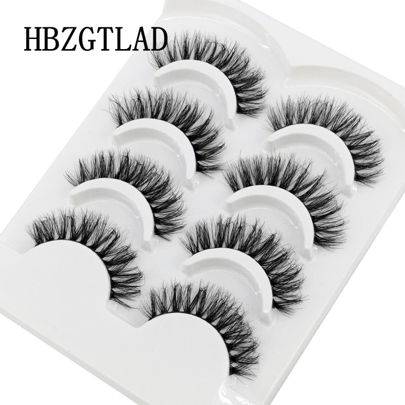 4 Pairs Transparent Stem 3D Faux Mink Lashes Natural short Full Strip Lashes Clear Band Soft Light Natural Eyelashes Extension