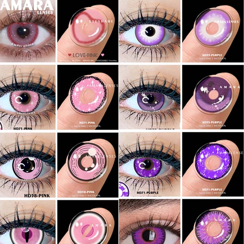 AMARA Color Contact Lenses For Eyes 2pcs Anime Cosplay Colored Lenses Blue Crazy Halloween Lenses Contact Lens Beauty Makeup