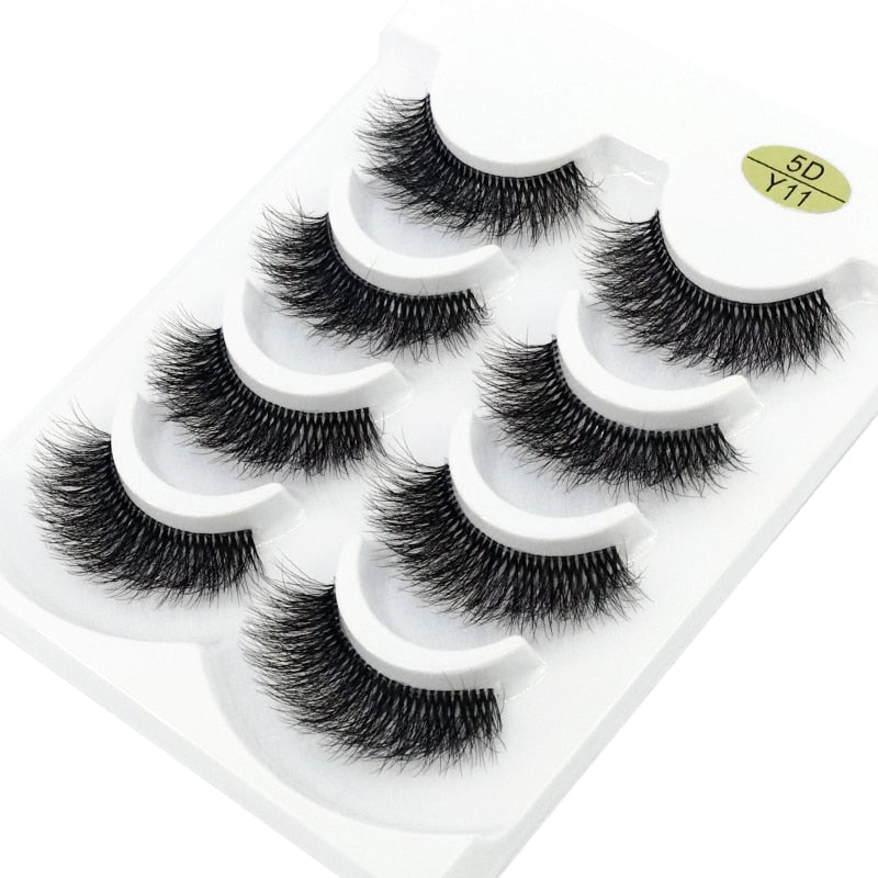 4 Pairs Transparent Stem 3D Faux Mink Lashes Natural short Full Strip Lashes Clear Band Soft Light Natural Eyelashes Extension