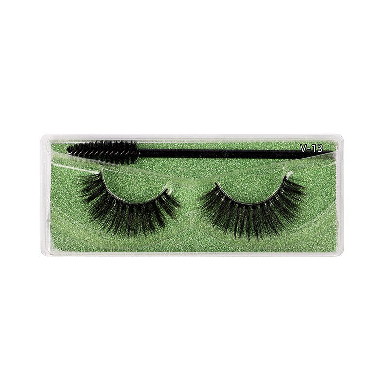 1 Pair Thick False Eyelashes with Brush Set 3D Natural Slender Eyelashes Reusable Fluffy Eye Lashes Makeup for Party