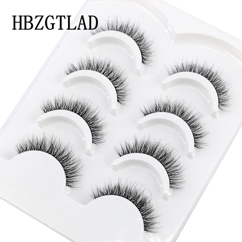 4 Pairs Transparent Stem 3D Faux Mink Lashes Natural short Full Strip Lashes Clear Band Soft Light Natural Eyelashes Extension