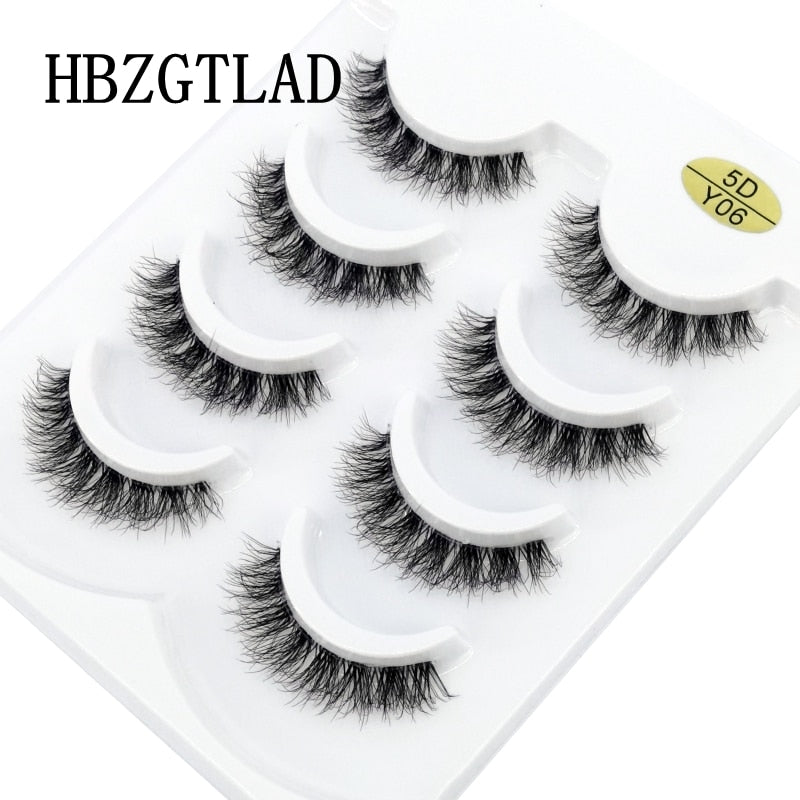 4 Pairs Transparent Stem 3D Faux Mink Lashes Natural short Full Strip Lashes Clear Band Soft Light Natural Eyelashes Extension