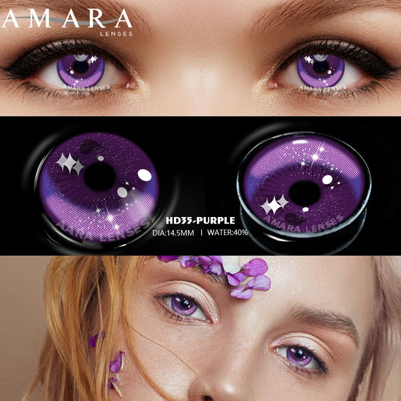 AMARA Anime Cosplay Color Contact Lenses For Eyes 2pcs Colored Lenses Blue Purple Halloween Lenses Beauty Makeup Contact Lens