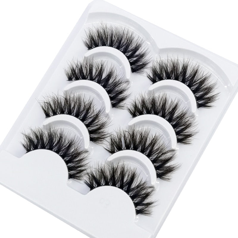 4 Pairs Transparent Stem 3D Faux Mink Lashes Natural short Full Strip Lashes Clear Band Soft Light Natural Eyelashes Extension