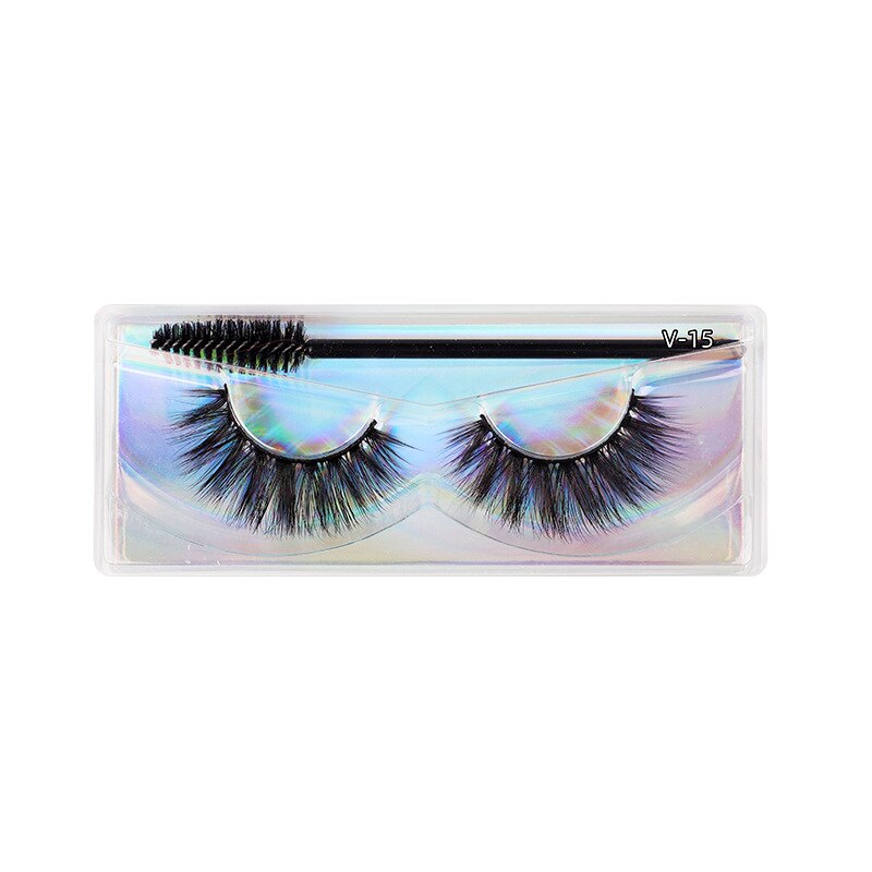 1 Pair Thick False Eyelashes with Brush Set 3D Natural Slender Eyelashes Reusable Fluffy Eye Lashes Makeup for Party