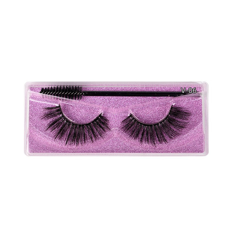 1 Pair Thick False Eyelashes with Brush Set 3D Natural Slender Eyelashes Reusable Fluffy Eye Lashes Makeup for Party