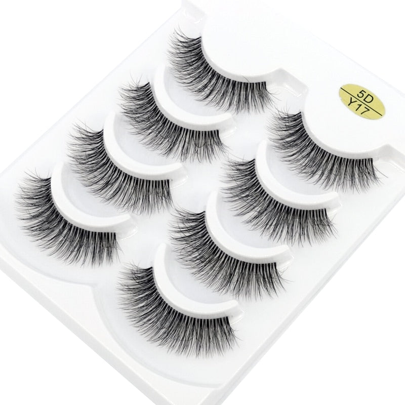 4 Pairs Transparent Stem 3D Faux Mink Lashes Natural short Full Strip Lashes Clear Band Soft Light Natural Eyelashes Extension